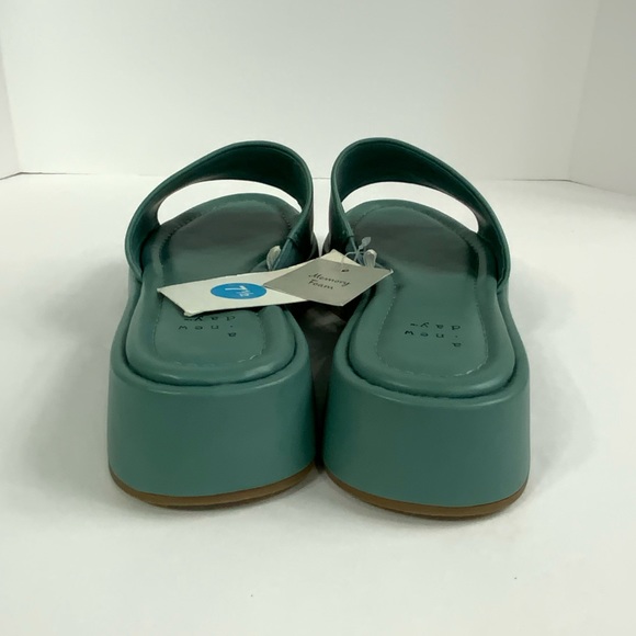 A New Day Women Platform Wedge Sandals Size 7.5 Slip On Green Slide - Picture 8 of 12
